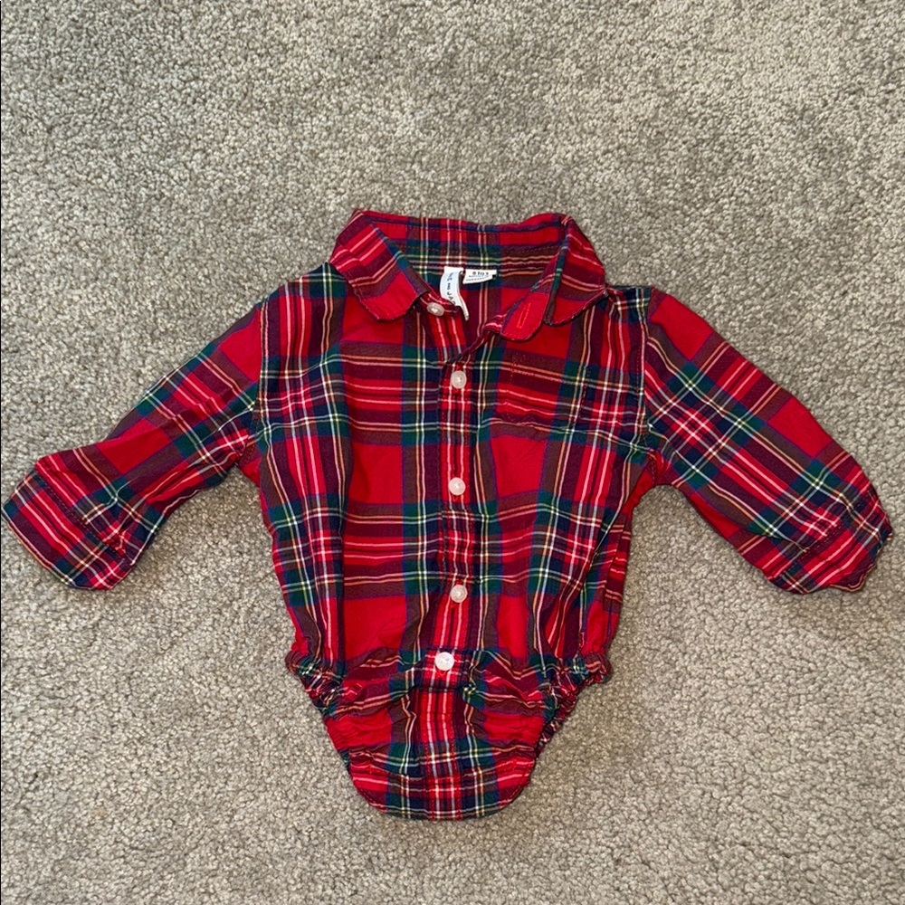 Holiday Red Plaid Baby Bodysuit